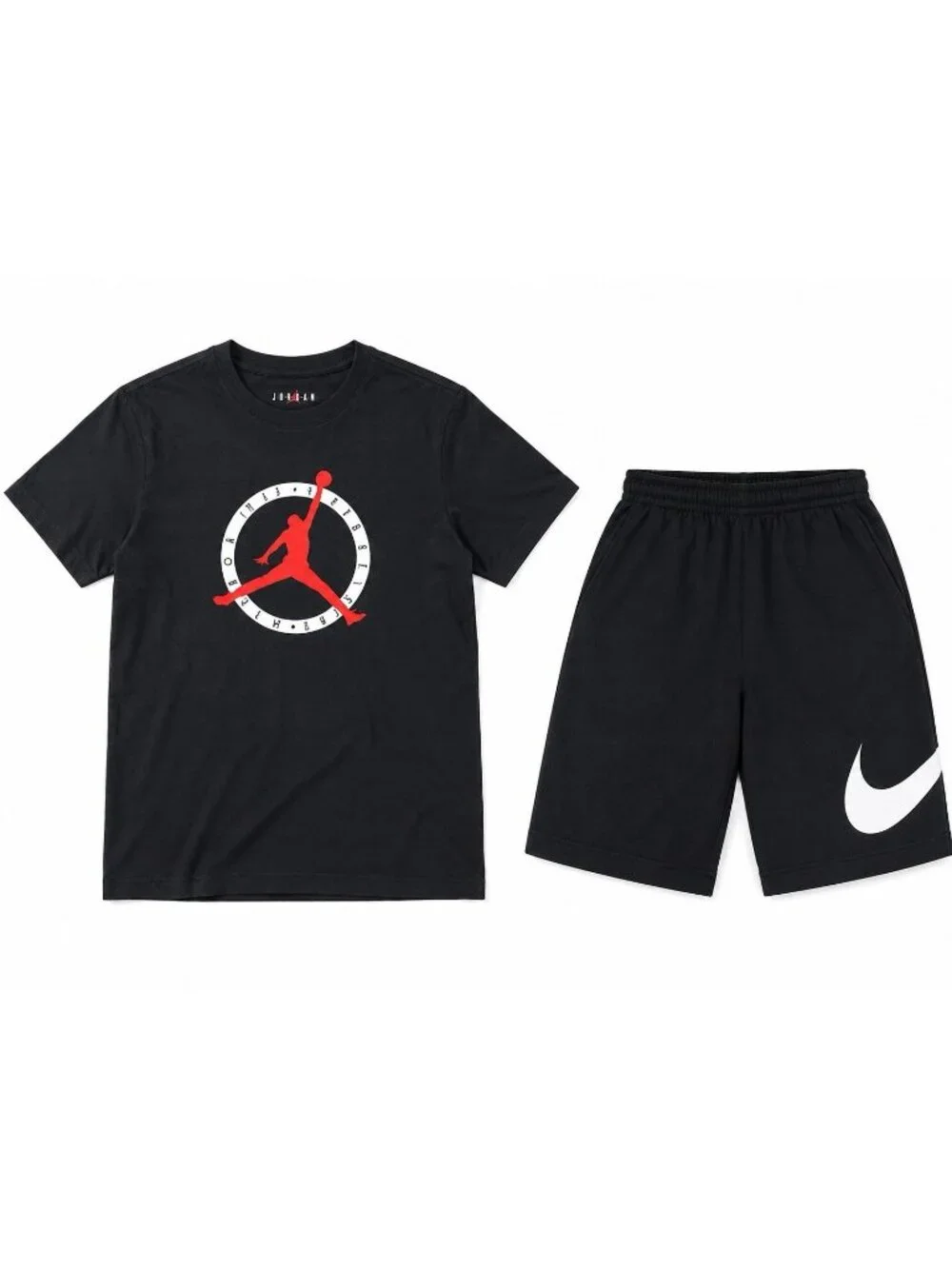 Nike Jordan Men’s Black T-Shirt & Shorts Set Jumpman Graphic Tracksuit Set Small